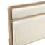 Grand lit, revêtement en chenille beige, finition naturelle, élégance moderne, cadre de lit en bois, tête de lit et sommier tapissier requis, nécessaire