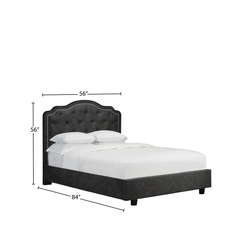 Lit plateforme en tissu d’ameublement Stoltz, Double, Similicuir - pierre