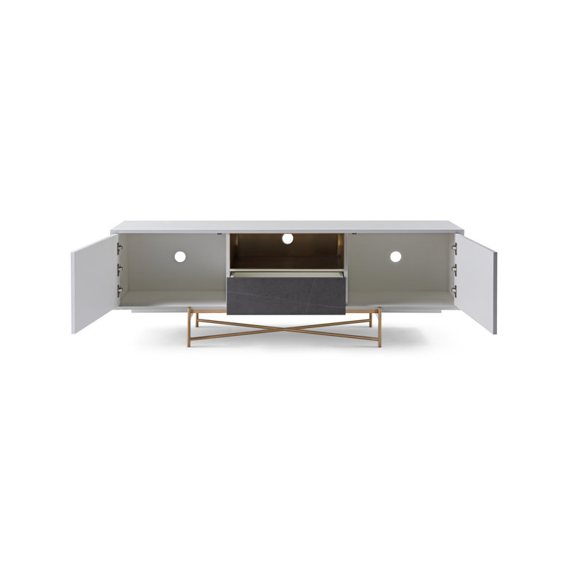 Aliyahmarie Unfinished TV Stand for TVs up to 78", Brown/Grey