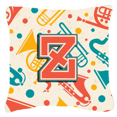 Instruments de musique rétro initiale intérieure/extérieure Throw Pillow