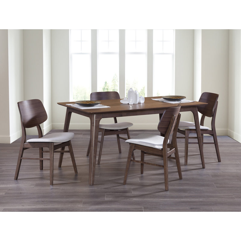 Gannaway 5-piece Wood Counter Table Set In Gray, 5 Pieces: Table, 4 Chairs, Gray/Brown, 36.02" H x 59.06" W x 35.4" D