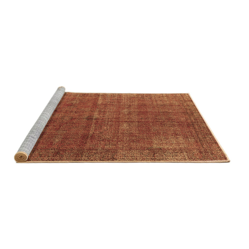 Tapis brun lavable à la machine de style Mid-Century moderne 1037 He filmuth, Rond 3 pi