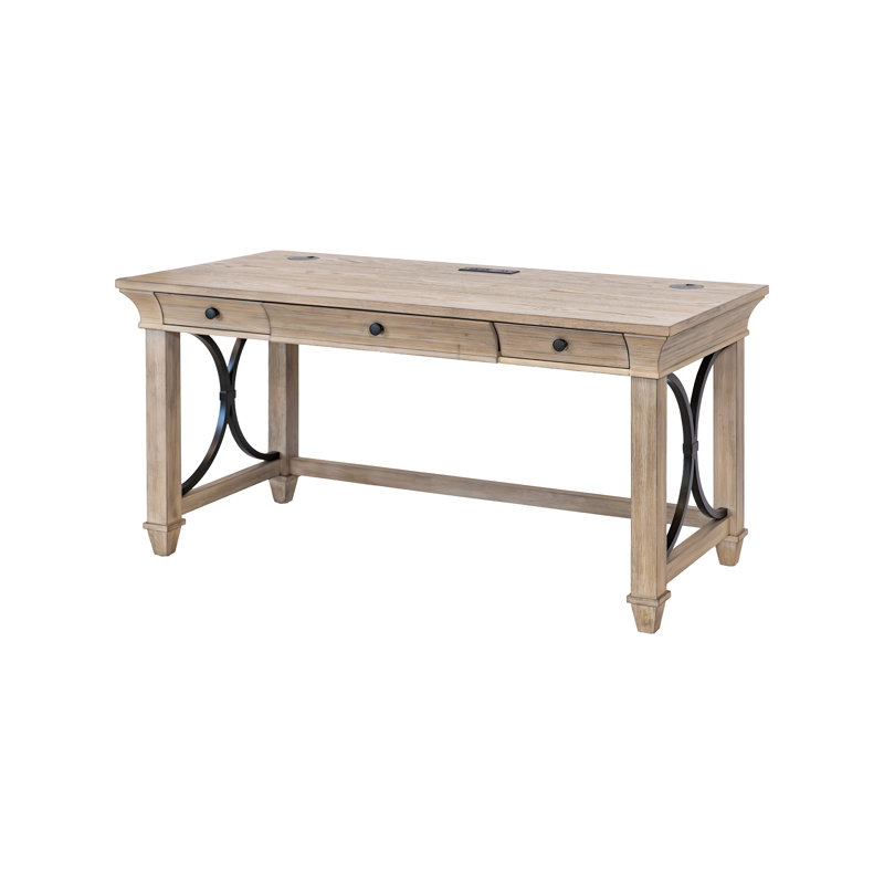 Bureau en bois traditionnel, table de bureau avec tiroirs, brun, Brun