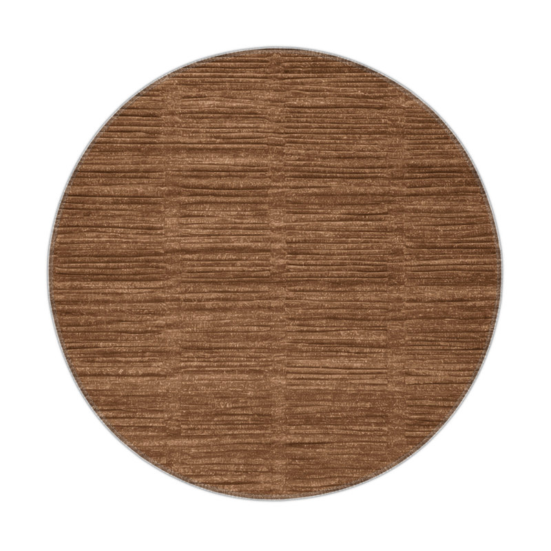 Tapis brun uni d'intérieur et d'extérieur, Rond 5 pi