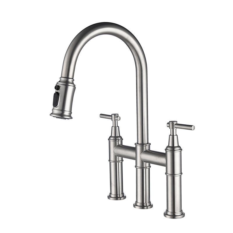 Robinet de cuisine Bridge avec douchette extractible encastrée