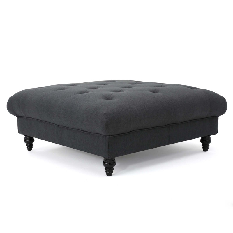 Madrid Kd Tufted Ottoman, Dark Gray