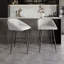 Chaise de bureau pivotante en métal noir en velours gris clair-1922540944