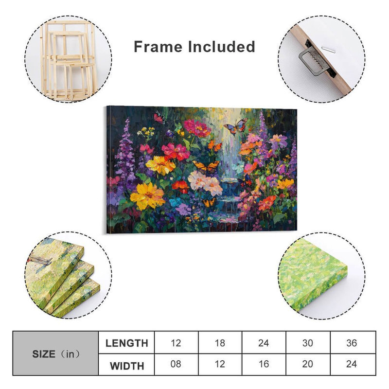 Art mural sur toile 8 "x 12" avec cadre en bois, prêt à être accroché, 08×12inch