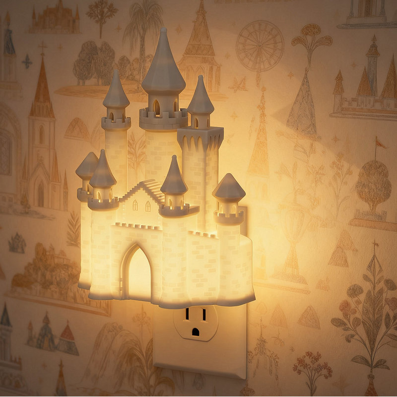 Veilleuse de château imprimée en 3D dans le mur, veilleuse à changement de couleur RVB, lampe à DEL à intensité variable avec capteur de crépuscule à l'aube pour le couloir de la chambre à coucher