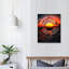 Art circulaire de réflexion de coucher de soleil orange, 20 x 16 pouces, décor unique pour les murs de salon, de chambre à coucher, de bureau, d'étude et de galerie