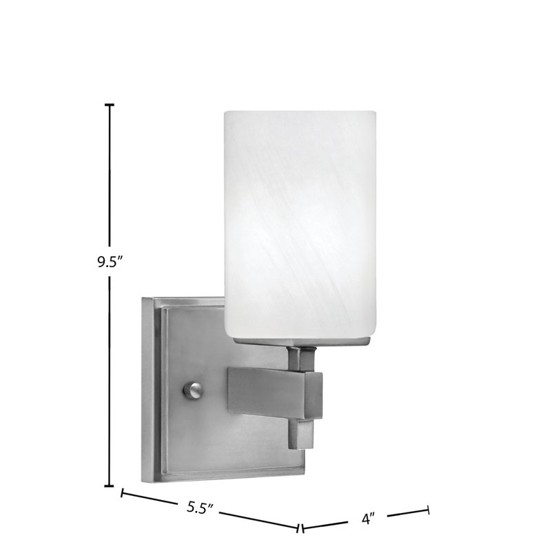 Applique murale Headland illustrée avec verre de marbre blanc de 4 po, Nickel