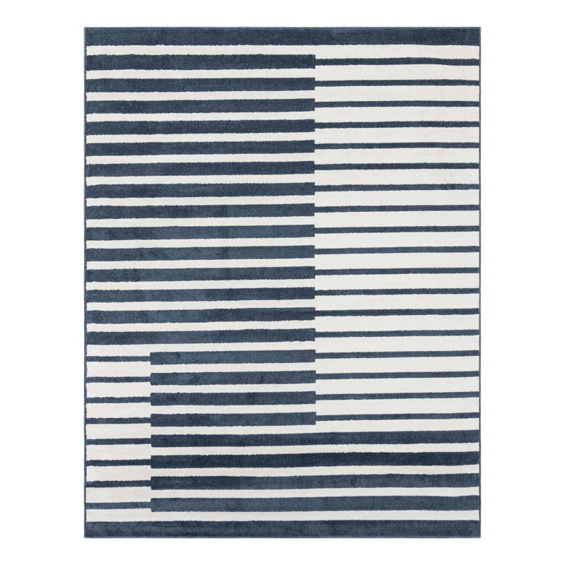 Tapis Ivy Bronx Namsen Nathanyl bleu, Rectangle 7 pi 10 po x 10 pi