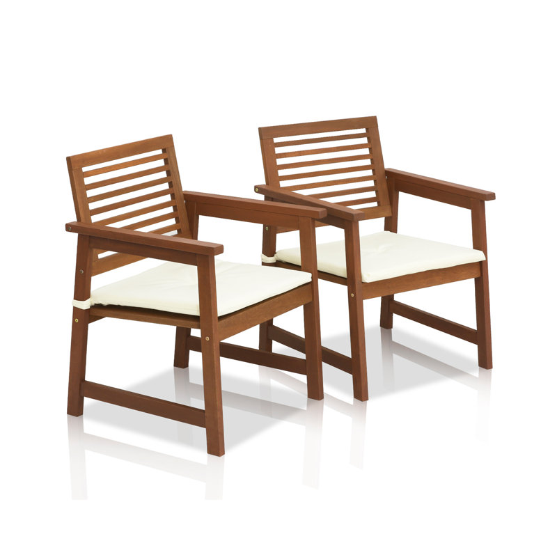 Ensemble de 2 chaises de patio pour l'extérieur avec coussins et accoudoirs pour la plage et le jardin
