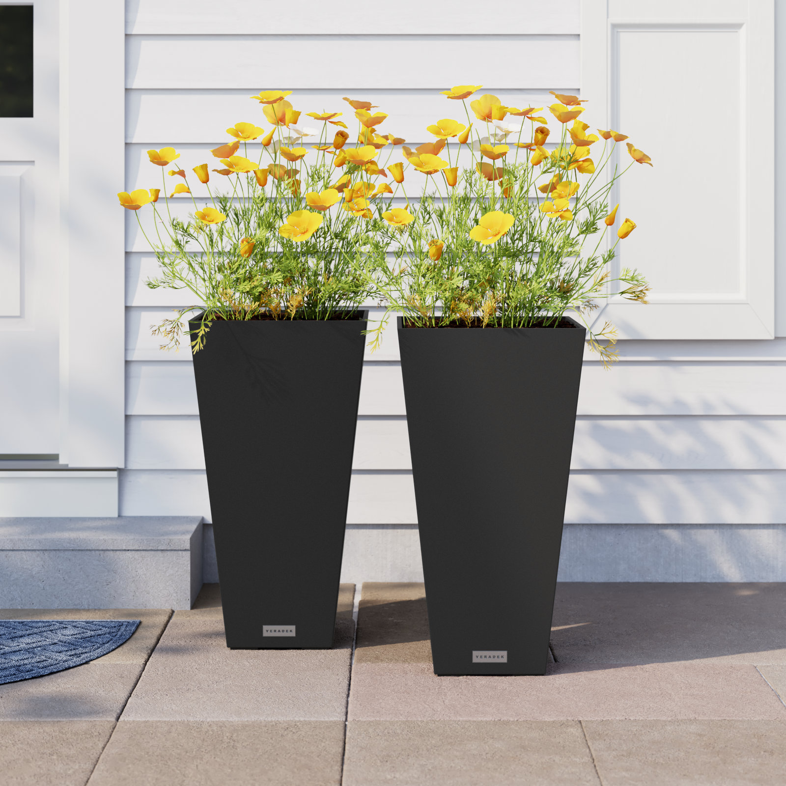 Pure Series Pot Planter, Black, 30" H x 15.25" W x 15.25" D, Set of 2