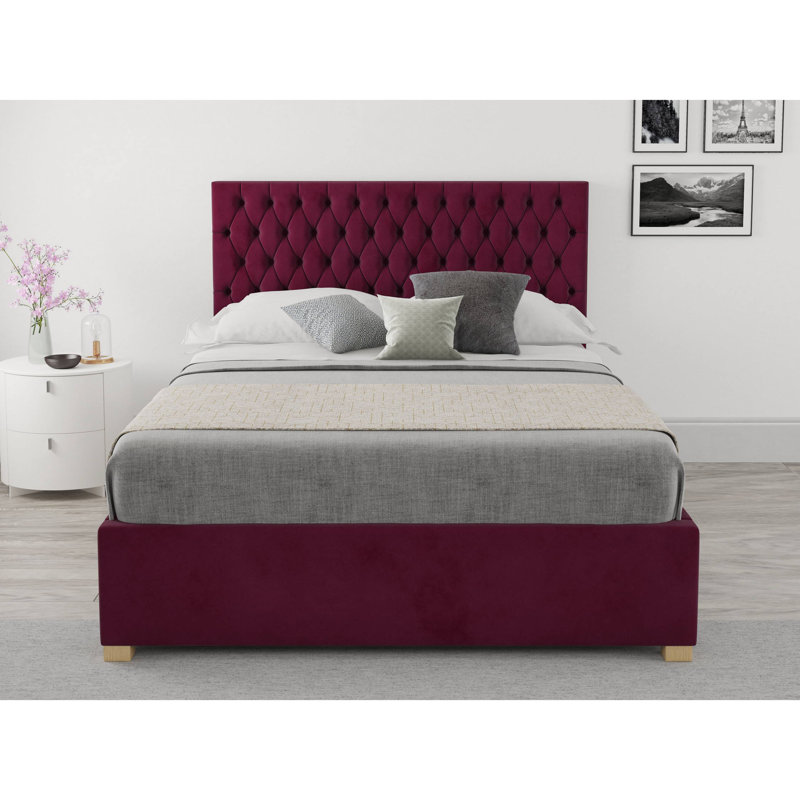 Central City Upholstered Ottoman Storage Bed, Single (3'), Berry