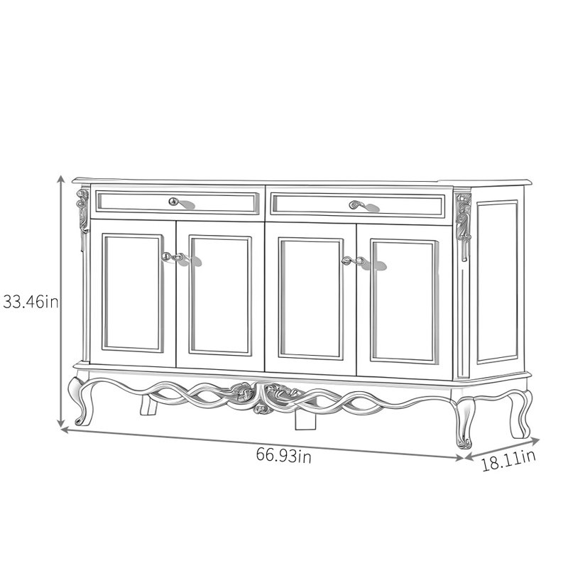 Buffet multifonctionnel et pratique, H 33,46 po x l 66,93 po x P 18,11 po