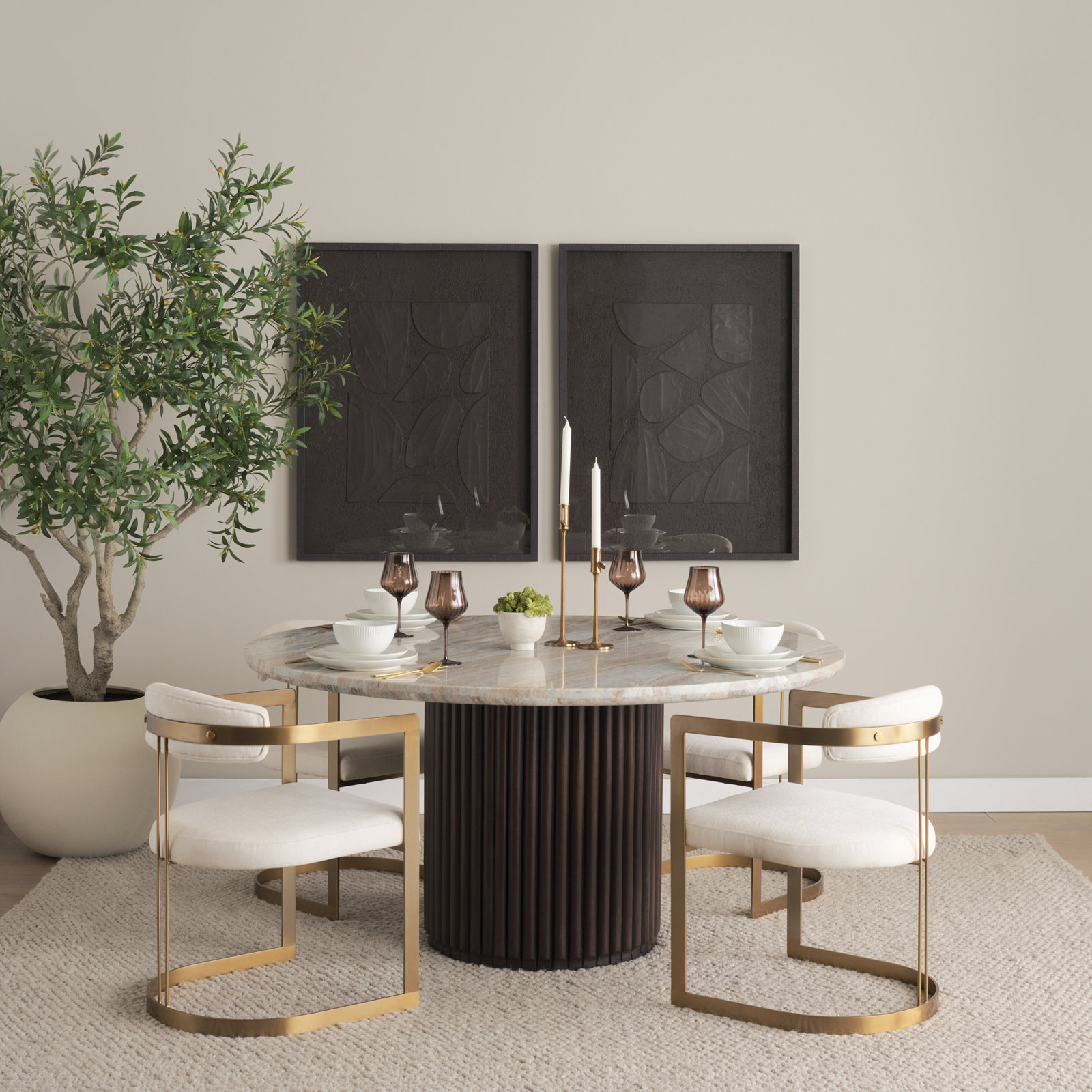Bradley Linen Armchair, Gold, Linen White