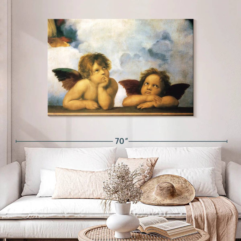 Détail de Putti de la Madone Sixtine, H 32 po x l 48 po