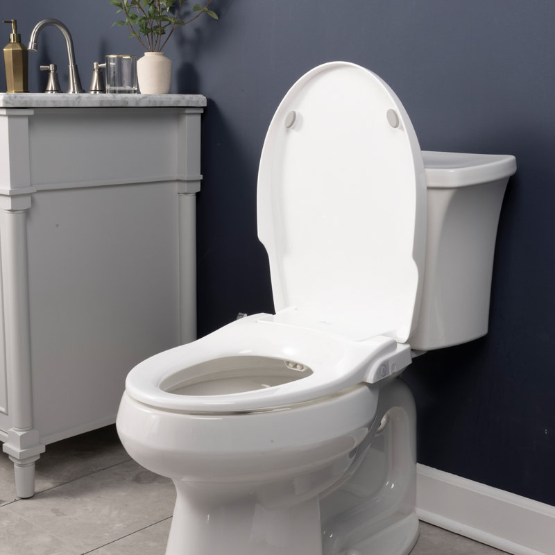 White Slim Zero Round Bidet Toilet Seat with Night Light