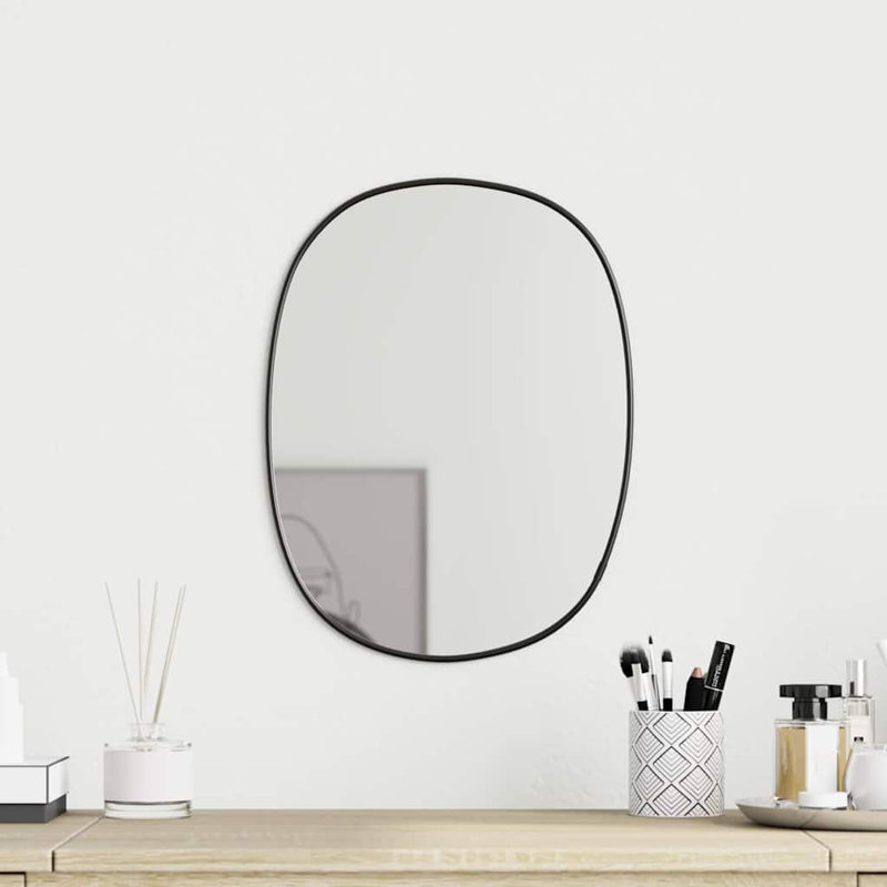 Oval Mirror, 30 cm H x 25 cm W, Black