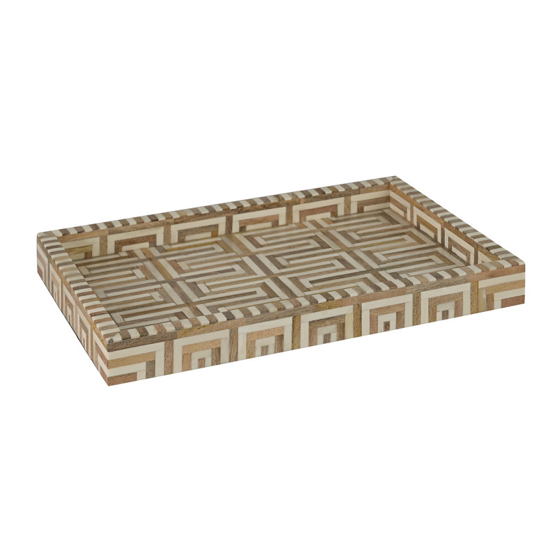 Almerindo Wood and Bone Inlay Geometric Tray