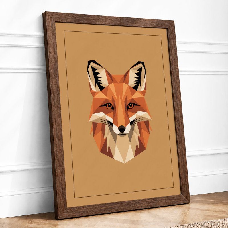 Fox Head Geometric - Framed Print, Walnut, A1 - 84.1 x 59.4 cm