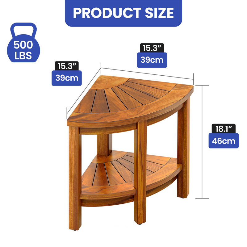 Fan-Shaped Solid Wood Shower Bench