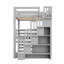Lit superposé triple gris pleine grandeur avec escalier de rangement et configuration séparée, construction en pin, escalier de conception idéale pour 3 personnes, idéal pour les invités-1772066912