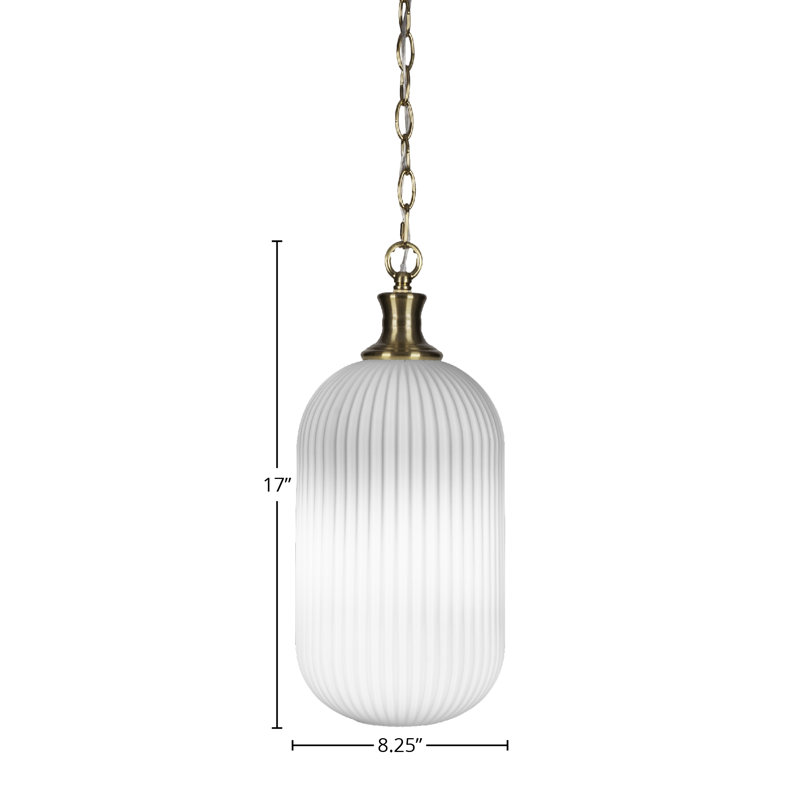 Carina Chain Hung Pendant With 8.25" Glass, New Age Brass, Frosted