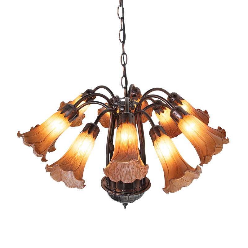 Tiffany 12 - Light Chandelier, Amber