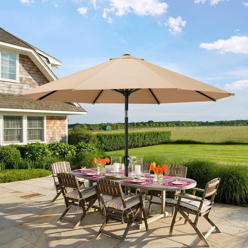 Parasol de marché avec manivelle Lorola, Beige