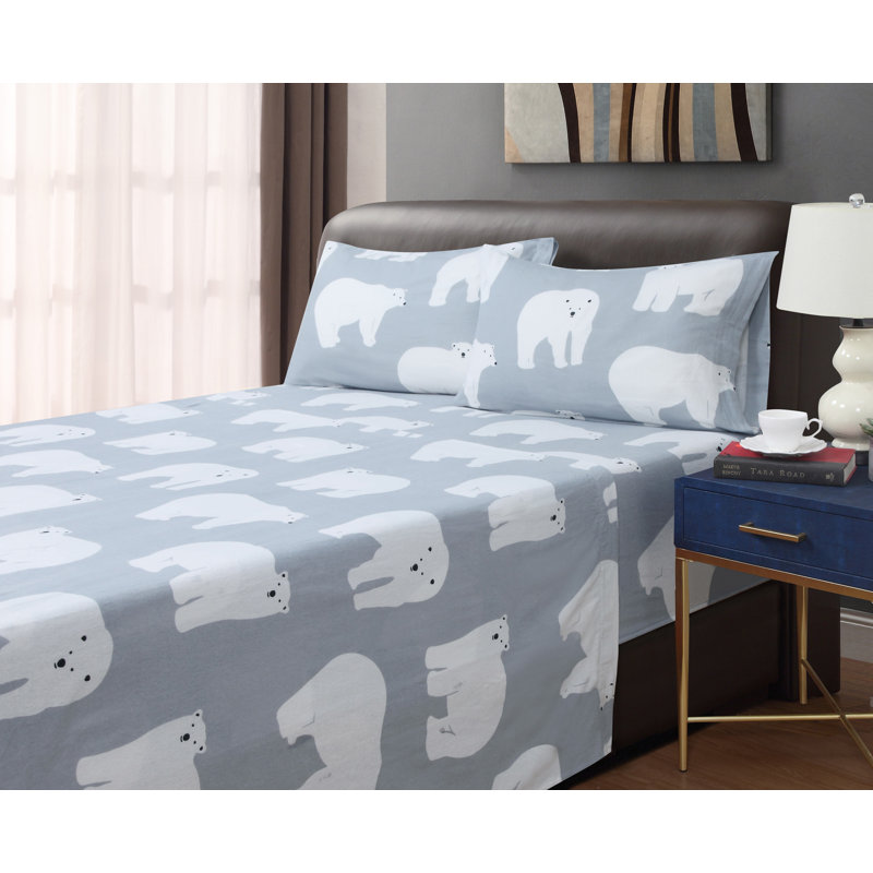 Ensemble de draps en flanelle Dahir, Gris, Simple