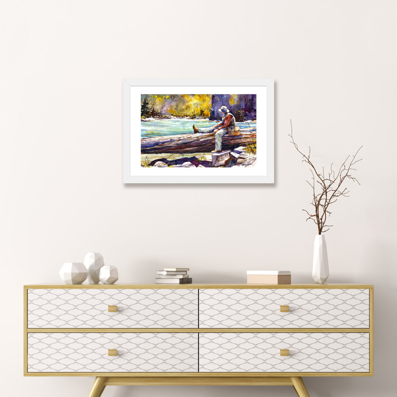 " Fishing Time " by Dean Crouser, White Paper, 16" H x 24" W x 1" D