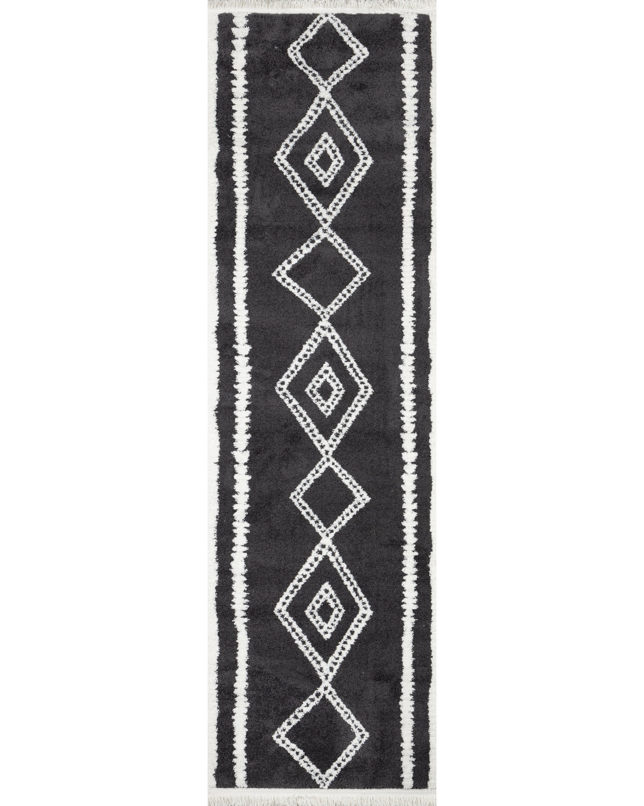 Lange Charcoal/White Rug, Runner 2'3" x 7'6"