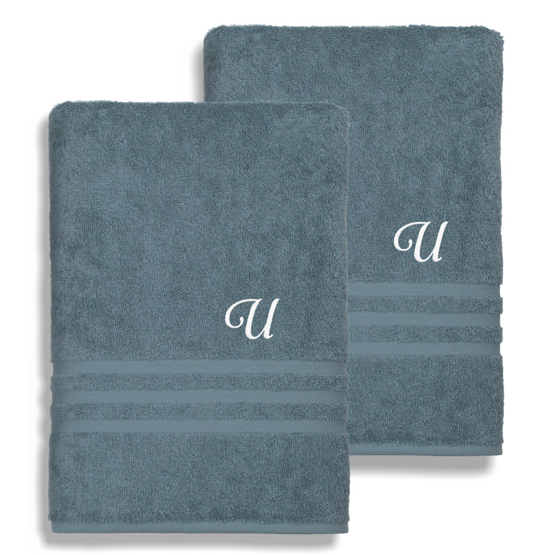 Ensemble de serviettes de bain 1 pièce en coton turc Denzi, U, bleu