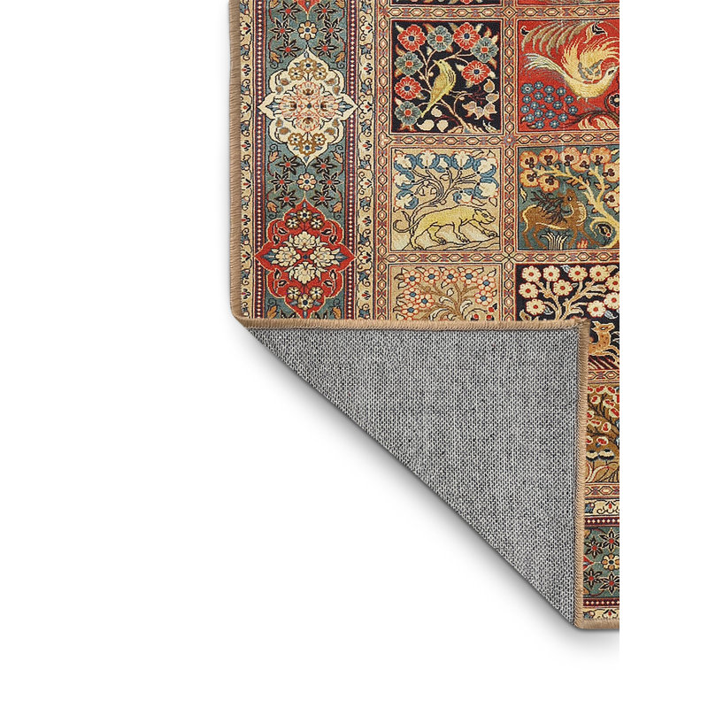 Tapis oriental multicolore tissé à la machine Oriental, Rectangle 6 pi x 9 pi