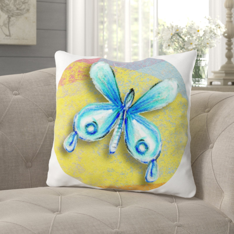 Butterfly Solid Colour Reversible Throw Pillow, Microsuede, Indoor