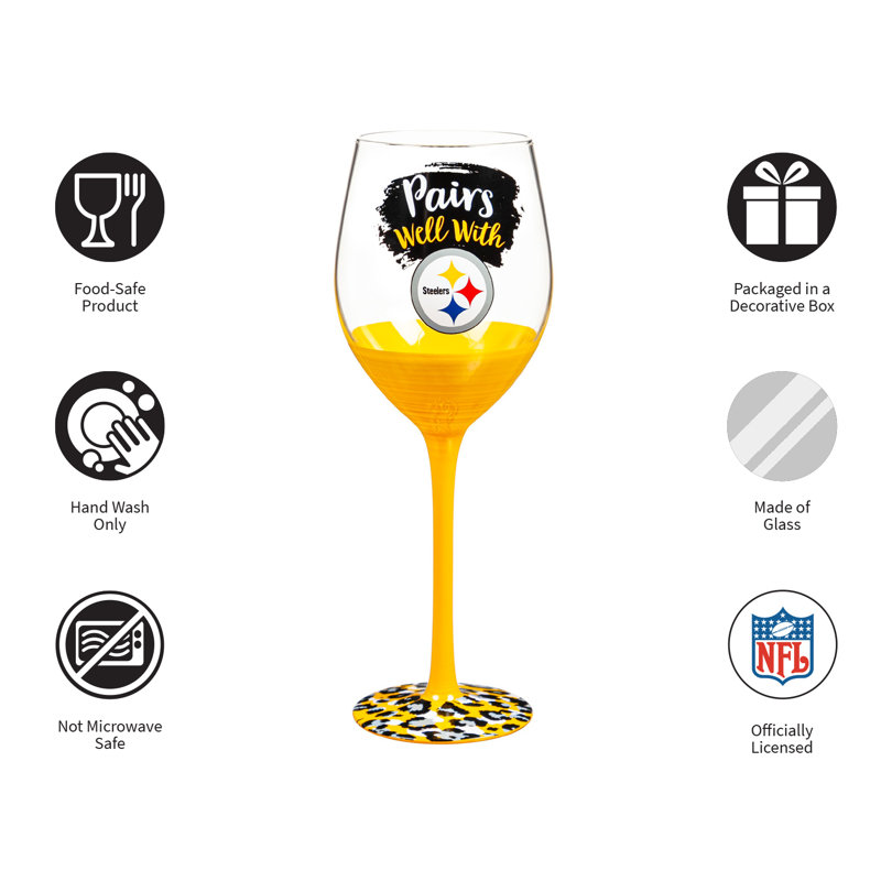 NFL 17 oz. Verre à vin avec boîte-cadeau, Pittsburgh Steelers
