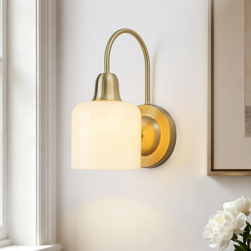 Armed Wall Sconce with Cream Glass Shade