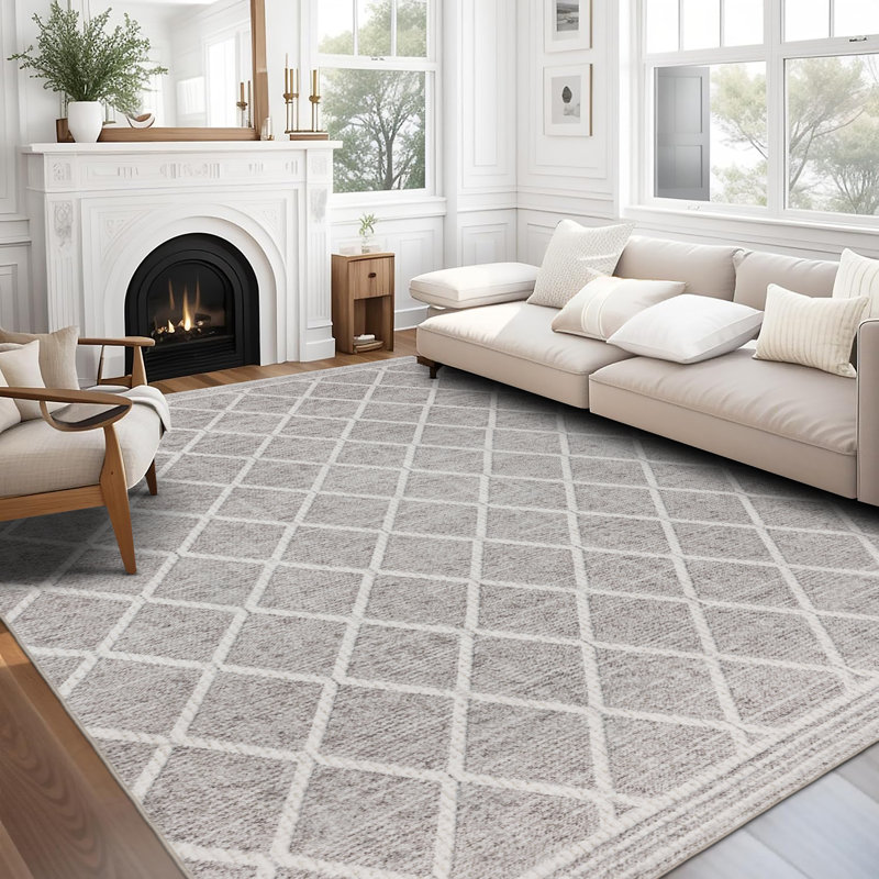 Lusko Tessa Distressed Machine Washable Area Rugs, Rectangle 7'6" x 9'6", Beige Ivory