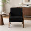 Chaise d'appoint Mid-Century moderne avec structure en bois et revêtement en lin doux-1516836360
