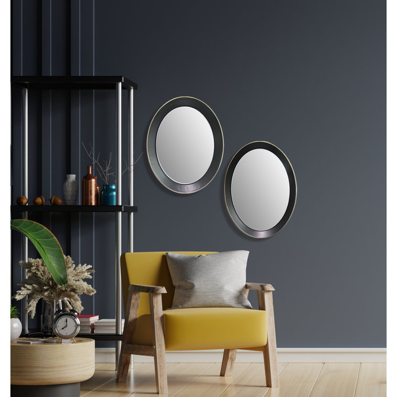 Porchella 16.5" x 13" Metal Oval Decorative Wall Mirror