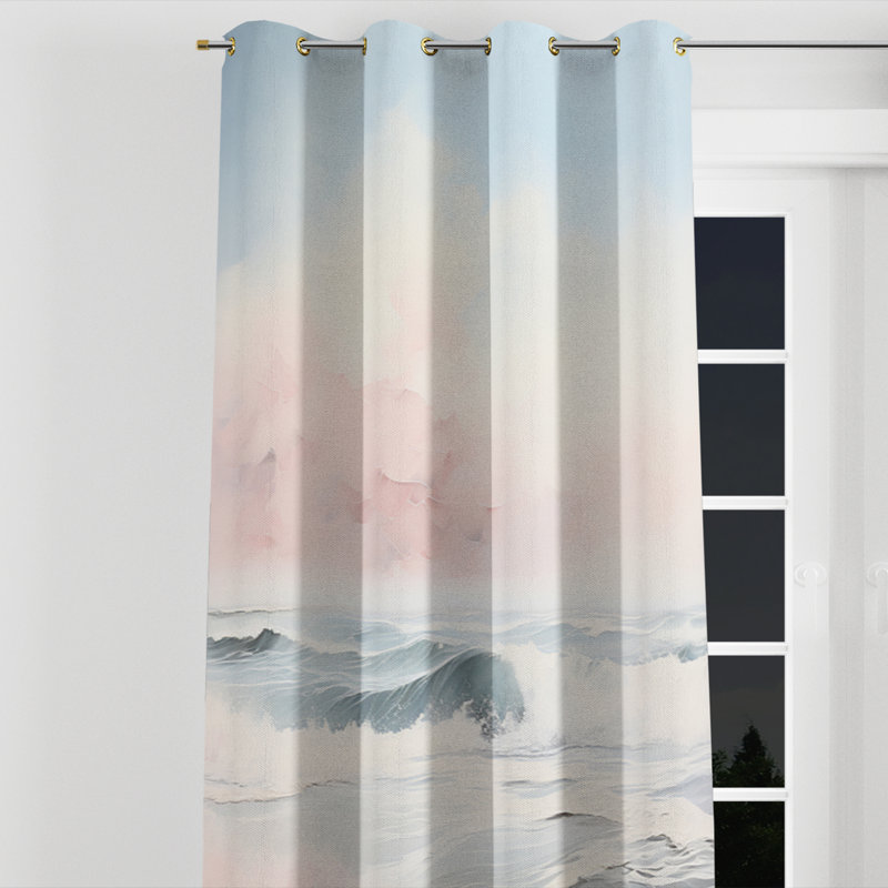 Cyris - Beige, rose, minimalisme, tranquillité, chuchotements II - rideau à œillets occultant nautique - 1 panneau