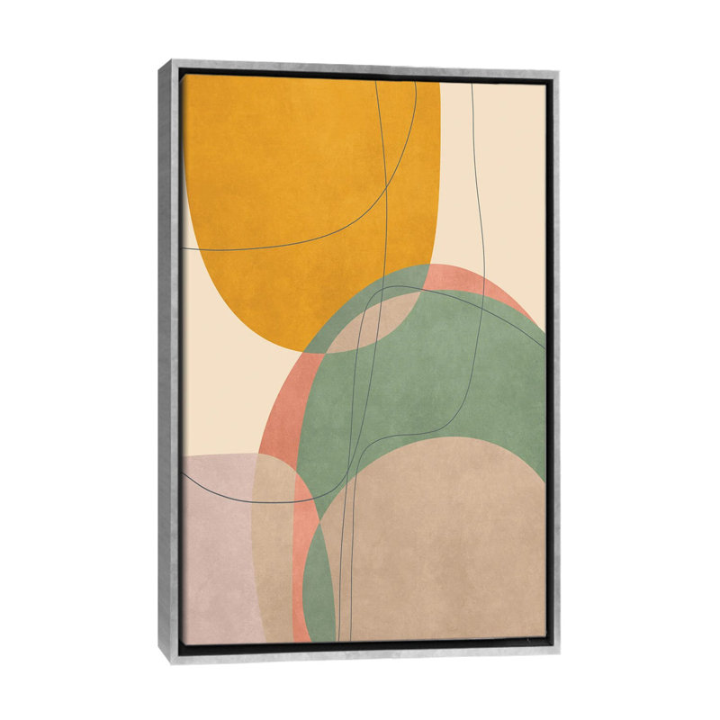 Pièces arrondies et superposées - reproduction d'art murale - toile encadrée, H 26 po x l 18 po, Argent argent