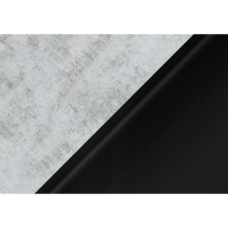 Table de chevet contemporaine avec surface en stratifié gris spacieux et pieds en métal noir d'aspect ciment