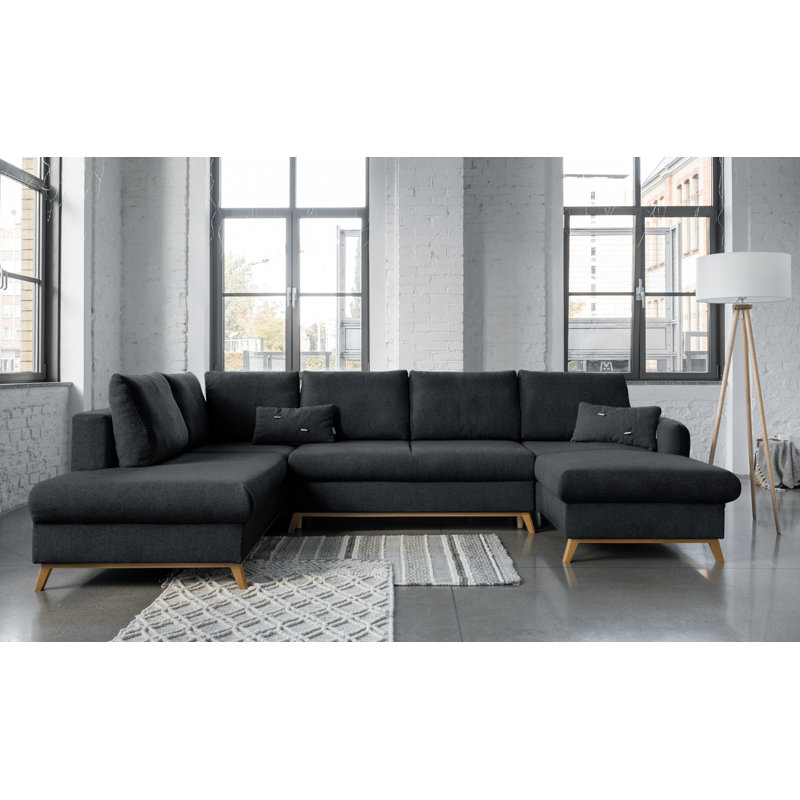 Scandic Lagom 8 Seater Sofa Bed, Dark Grey, Left Hand Facing