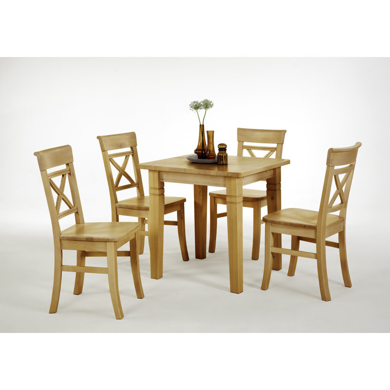 Pols 46cm H Solid Wood Cross Back Side Chair, Stained and oiled brown/Brown