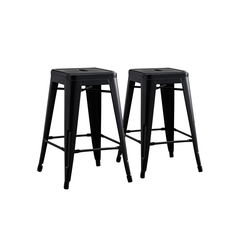 Tabourets de bar contemporains en métal, Noir