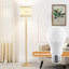 Lampe sur pied traditionnelle en bois massif avec colonne perlée et ampoule 3 couleurs incluse-417680901