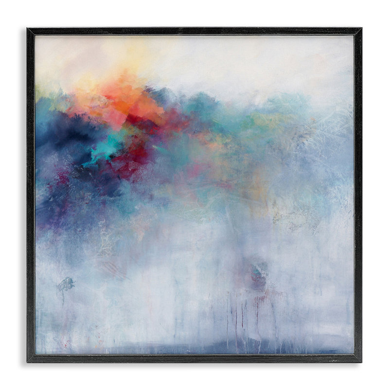 Estampe numérique en cascade colorée encadrée par Karen Hale, H 12 po x l 12 po, Giclée encadrée noir minuit